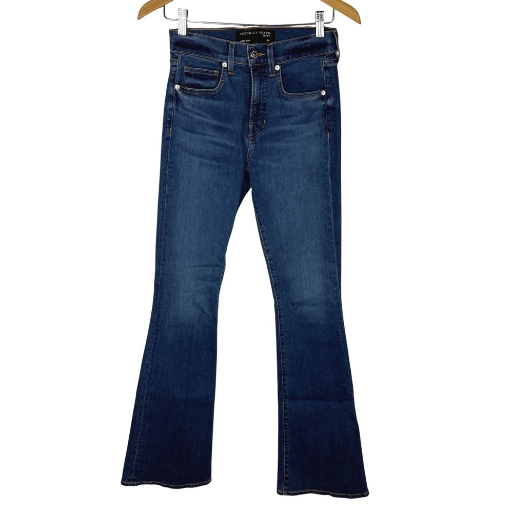 Veronica Beard Beverly High Rise Skinny Flare Jeans Bright Blue 26 EUC Boho Chic